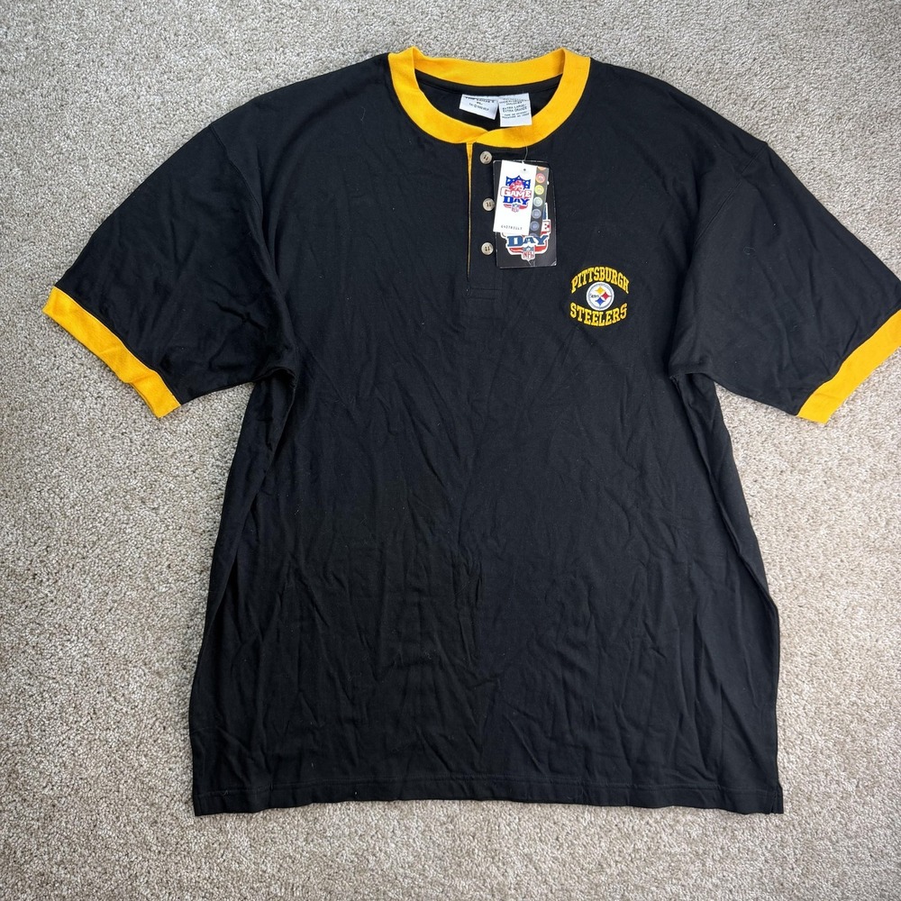 Vintage 90s Pittsburgh Steelers Shirt Mens XL Black NFL Football The Edge Tee